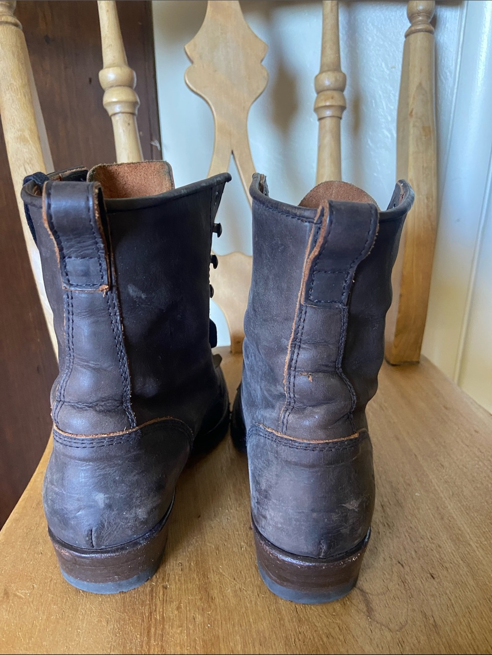 Frye Fringe Lace Up Riding Boots Dark Brown Size 6 - Picture 4 of 7